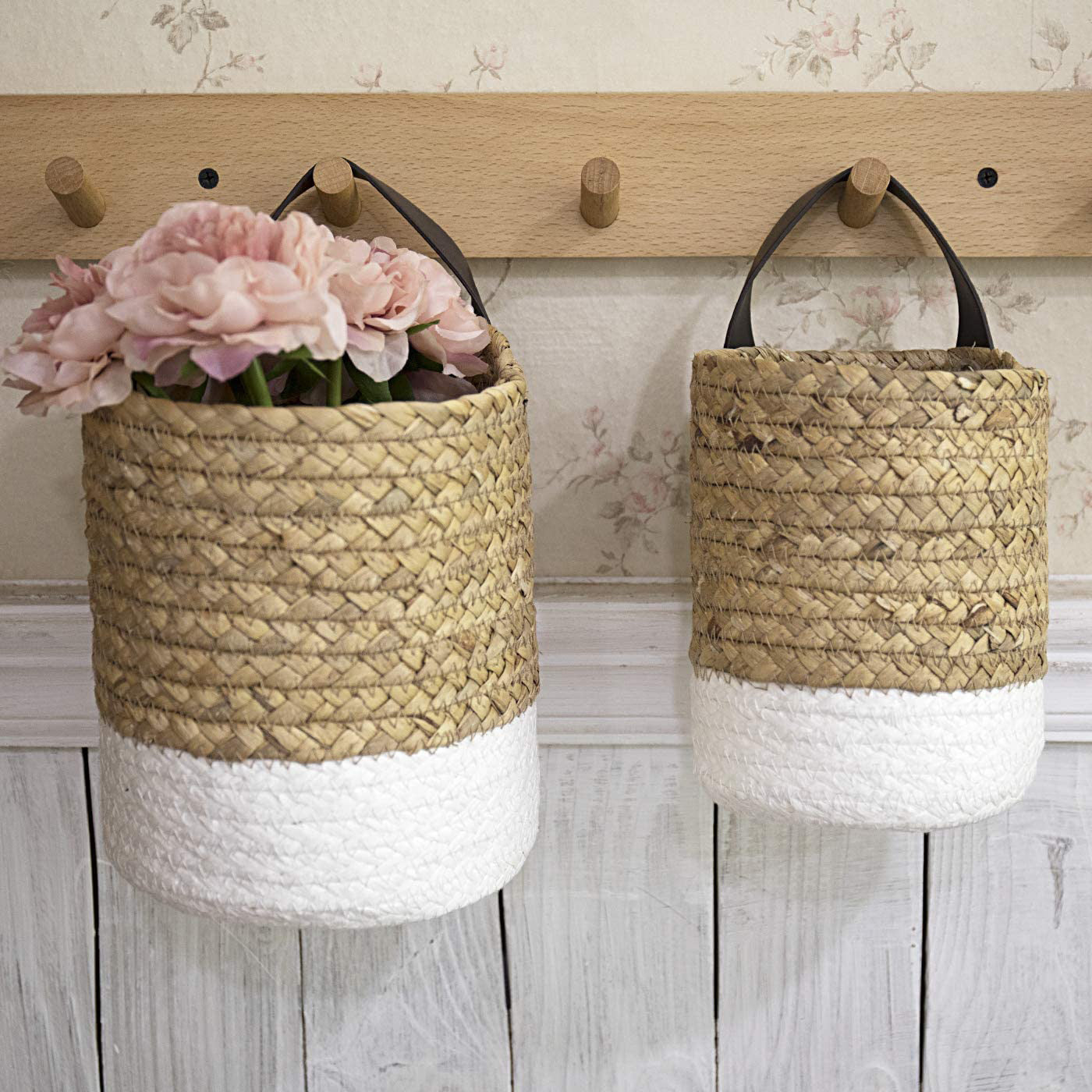 Garden Plant Basket Cattail Woven Hanging Basket