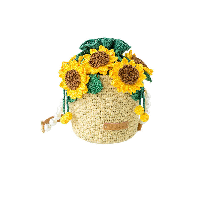 Flower Basket Diy Crochet Wrapped Cotton Thread