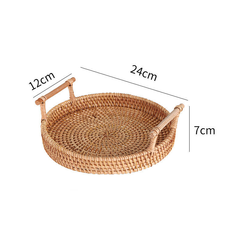Fruit Basket Bread Basket Picnic Blue Round Tray