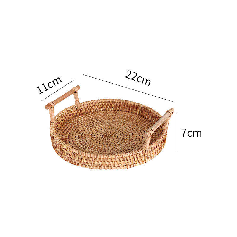 Fruit Basket Bread Basket Picnic Blue Round Tray