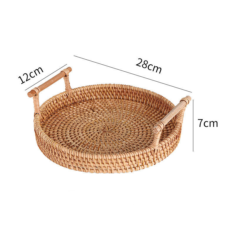 Fruit Basket Bread Basket Picnic Blue Round Tray