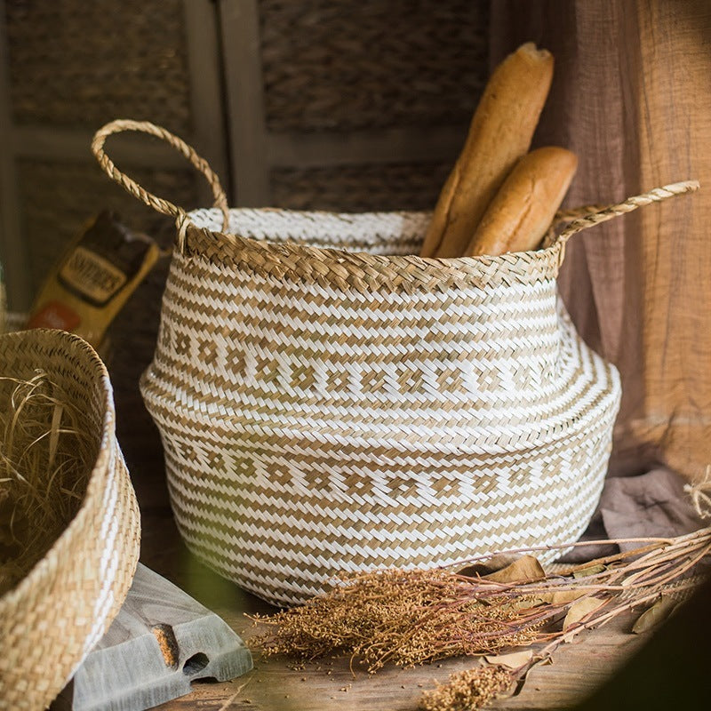 Straw storage basket, storage basket can be folded