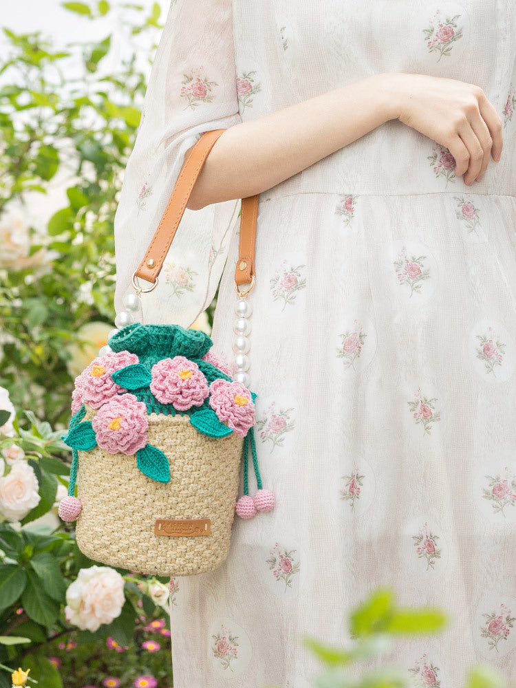 Flower Basket Diy Crochet Wrapped Cotton Thread