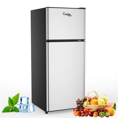 4.5 Cu Ft Mini Fridge for Bedroom 2 Door Small Fridge 7 Level Thermostat LED Light Small Refrigerator for Bedroom Office Dorm